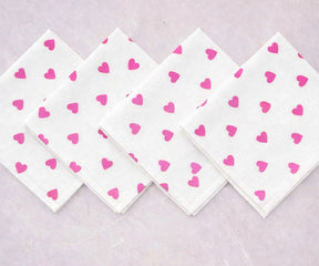 Soft pink heart embroidery cotton napkins for weddings, anniversaries, and romantic table settings