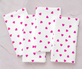 Pink heart embroidery napkins for romantic dinners, wedding table settings, and elegant home décor