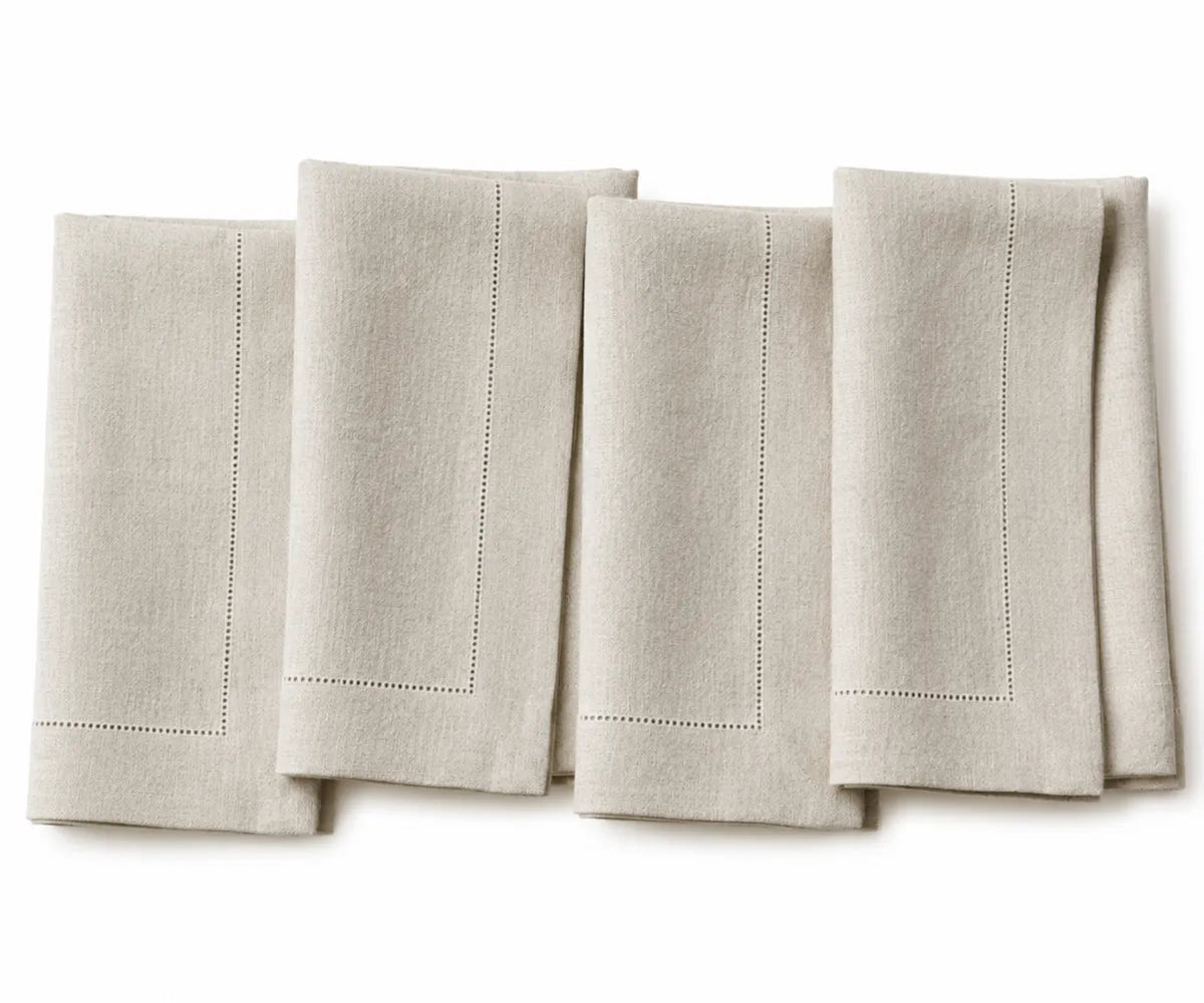 Elegant hemstitch cloth napkins made from 100 percent linen for timeless dining