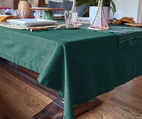 Green Tablecloth - Hemstitched