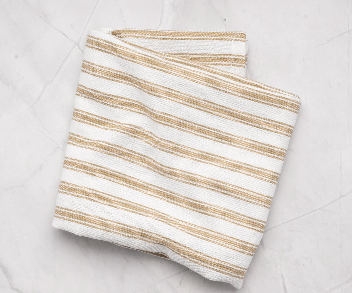 Neutral striped kitchen towels for drying dishes and kitchen decor