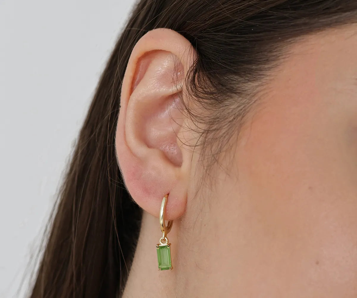 Lightweight peridot hoop earrings gold for women