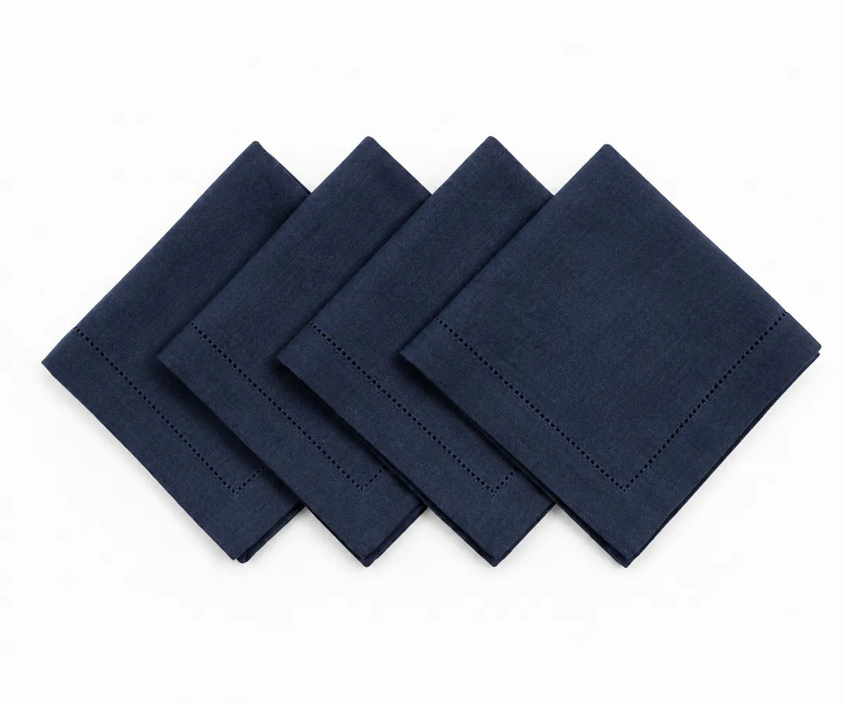 Soft linen napkins set with decorative hemstitch border and minimal shrinkage