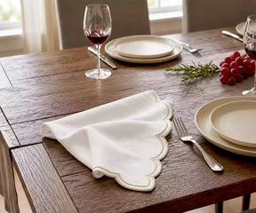 White Napkins With Scalloped Trim
