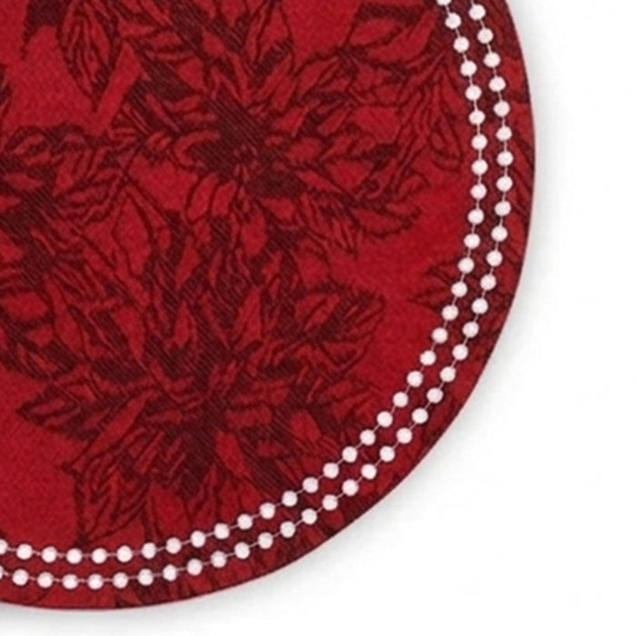 Jacquard Black Floral Printed Dinner Round Dot Scallop Placemat