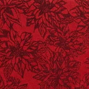 Red With White floral cotton tablecloth on rectangular dining table - swatch