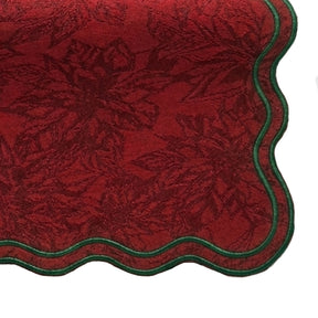 Durable washable cotton placemats with green scalloped border for rustic farmhouse table settings