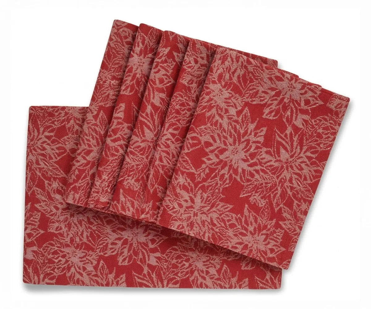 100 percent cotton fabric placemats in ruby red jacquard design, set of 6 reusable dining table mats for home decor