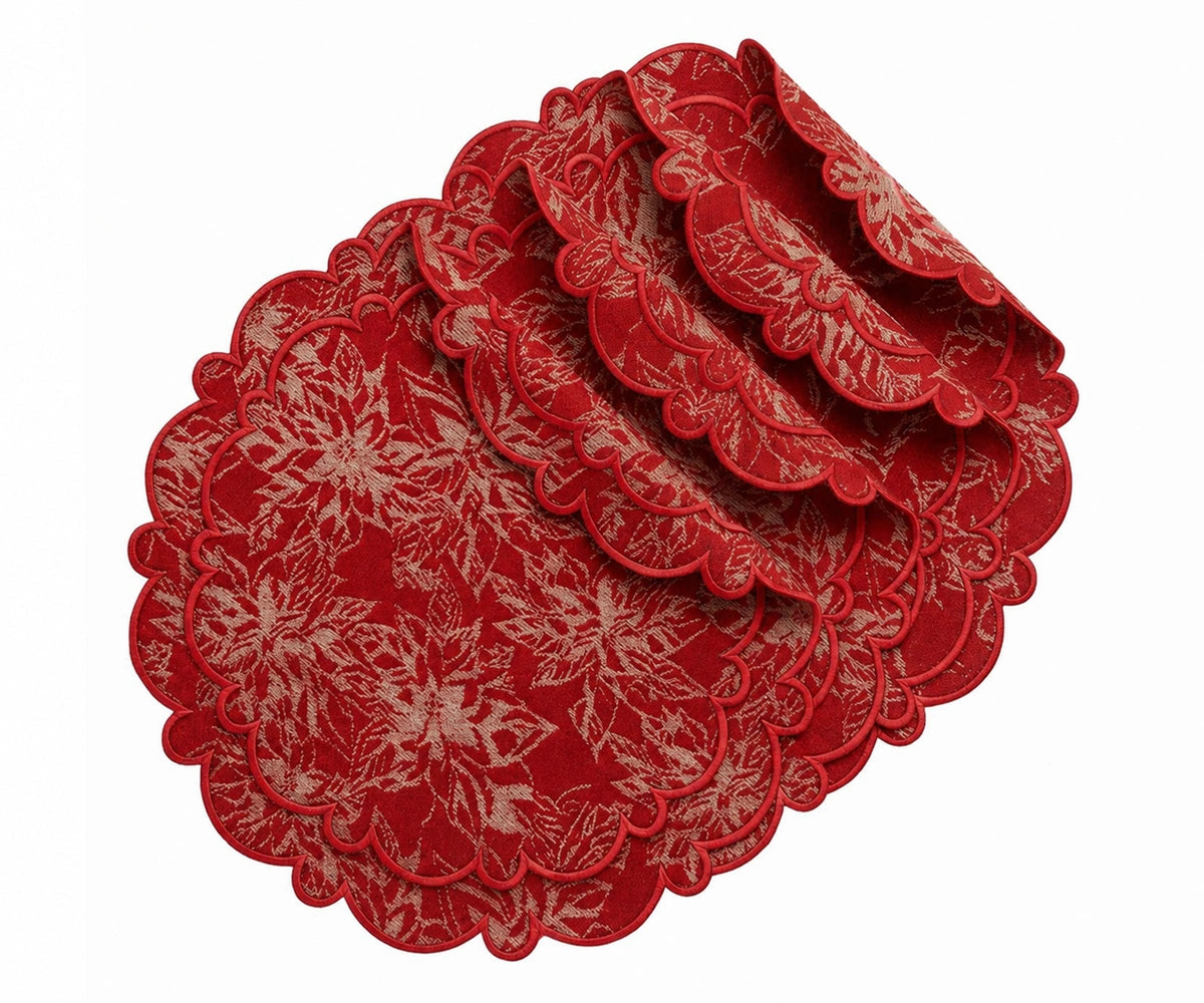 Round Red Placemats - Jacquard Placemat