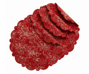 Round Red Placemats - Jacquard Placemat