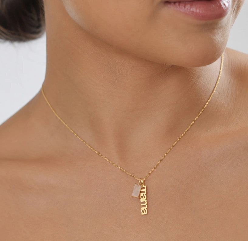 Elegant June birthstone necklace for mothers with pearl charm dainty mama jewelry gift, mama necklace gold plated Mother’s Day gift for women