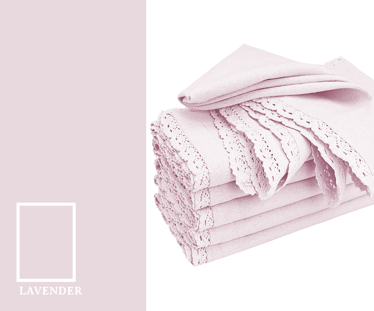Soft lavender color napkins with a gentle, calming purple hue that adds a delicate and elegant touch to table settings.