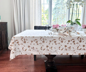 White TableCloth - Metallic Printed