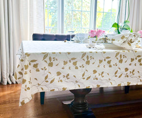 White TableCloth - Metallic Printed