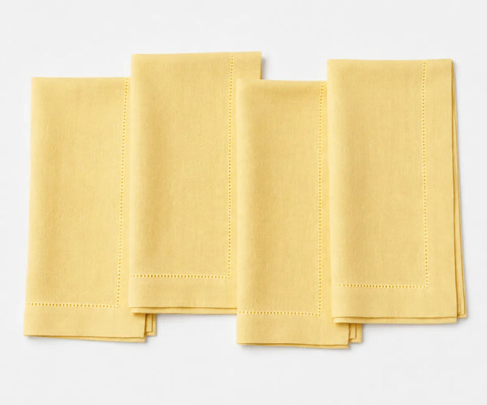 Durable linen napkin set with refined hemstitch accents and soft washed finish