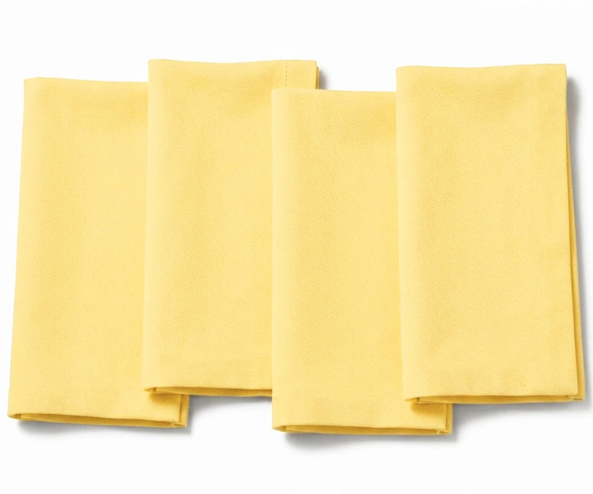 Lemon Yellow Hotel Dinner Napkins, Reusable Cotton Cloth Napkins for Summer Dining and Table Settings.