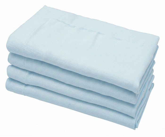 Light blue cotton linen blend napkins set of 4 featuring a solid clean finish, reusable fabric napkins for dining tables, brunches, and special occasions