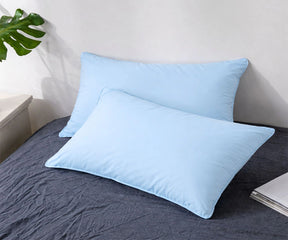 Light blue cotton linen pillowcase set, soft breathable pillow covers