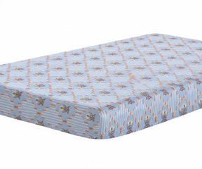 Soft blue floral trellis linen bedding sheet set with matching pillowcases, breathable bed linen