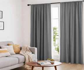 Charcoal grey cotton curtain fabric texture