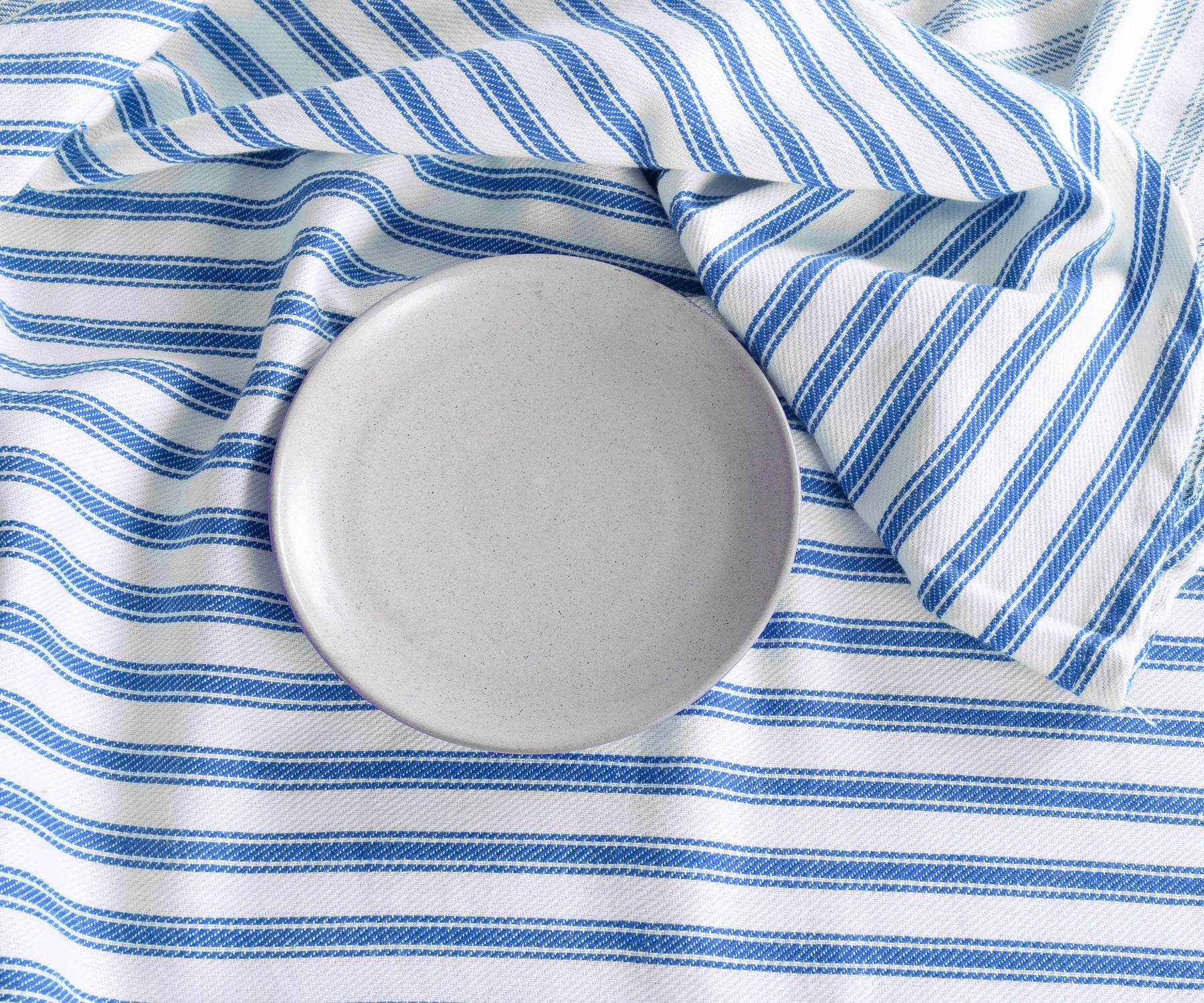 Soft blue and white cotton tablecloth for dining room