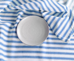 Soft blue and white cotton tablecloth for dining room