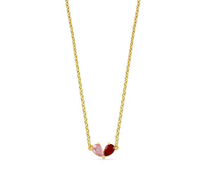Lightweight yellow gold toi et moi pendant necklace with Ocean Topaz and Citrine Shine stones