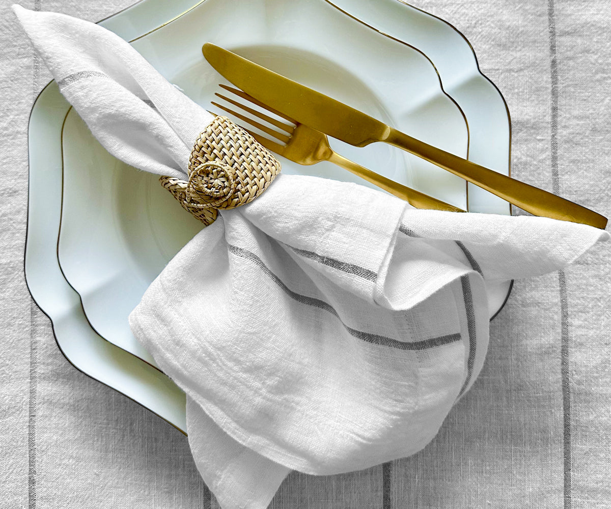 Atlas Kitchen GOLDISH BEIGE Dinner Napkins Cloth 18x18 Bulk 100% Natur –  Ameritex Linen