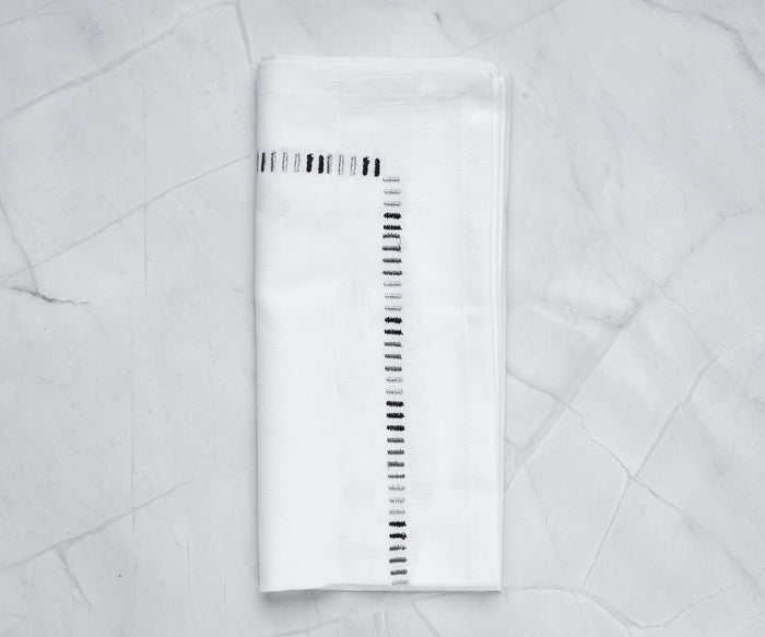 Embroidered White Cotton Napkin Set - 20x20 inches for Dinner Parties