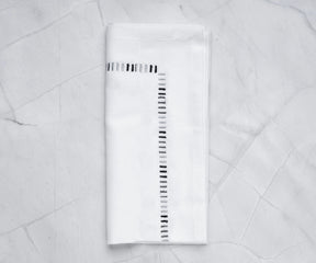 Embroidered White Cotton Napkin Set - 20x20 inches for Dinner Parties