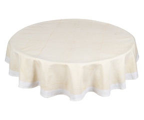 Beige Printed Round Tablecloth