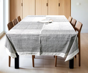60x90 inch rectangular black tablecloth made of 100% cotton for elegant dining setup
