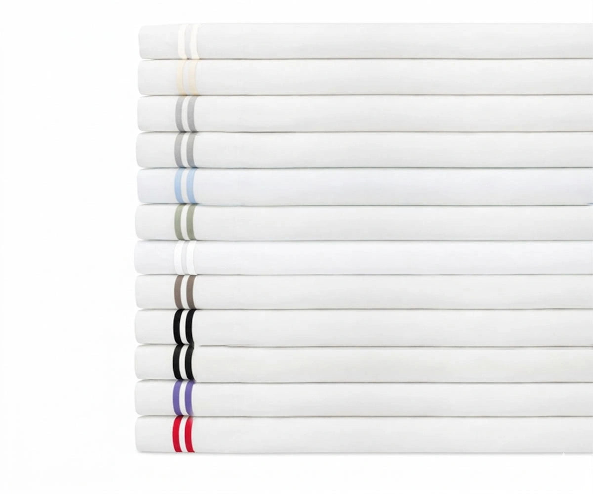 embroidered line flat sheet cotton modern bedding double line stitch hotel style flat sheet