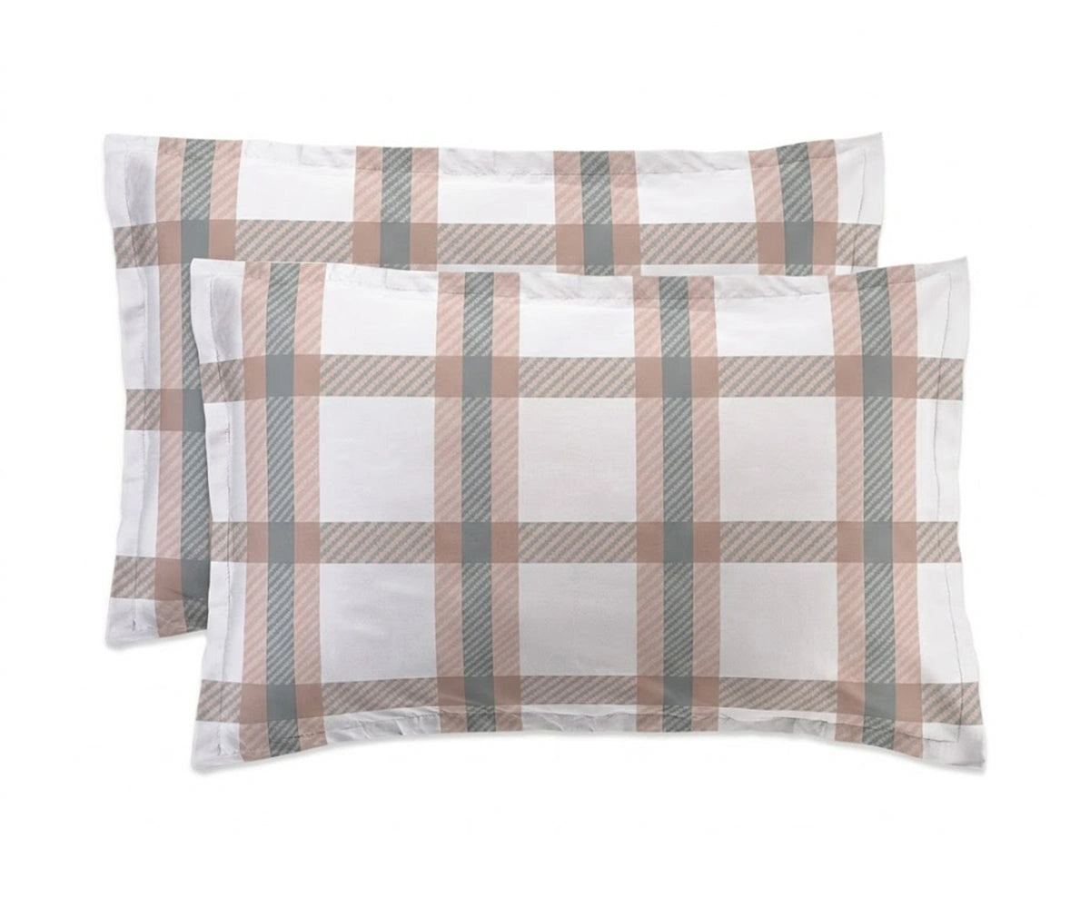 linen pillowcases with aesthetic plaid design, premium flax linen bedding, cooling breathable sheets for modern interiors