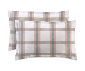 linen pillowcases with aesthetic plaid design, premium flax linen bedding, cooling breathable sheets for modern interiors