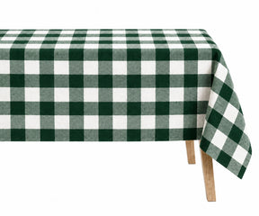 Green gingham linen tablecloth bringing natural charm to the dining table, Plaid linen tablecloth for everyday dining and outdoor entertaining