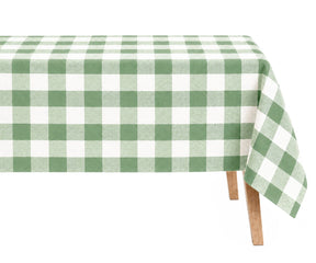 Sage green gingham linen tablecloth for a soft, relaxed tablescape Checkered linen tablecloth for everyday dining and seasonal gatherings