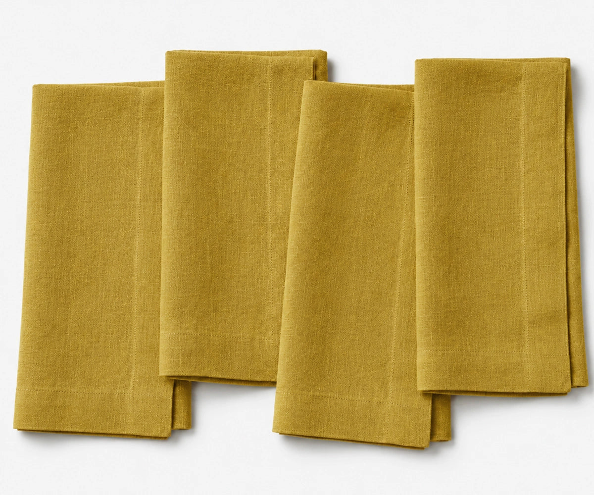 Yellow linen dinner napkins for formal dining, soft fabric table napkins, washable linen napkins for restaurants, weddings, and special events