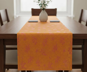Orange block print cotton table runner