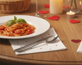 Heart design cloth napkins for romantic table setting