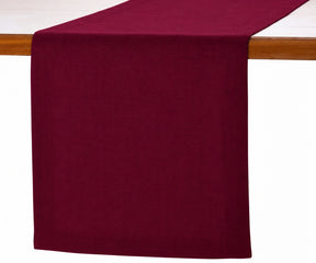Burgundy linen table runner made from 100% natural linen, elegant and durable, perfect for dining tables, weddings, or festive décor, available in multiple sizes for both casual and formal settings.