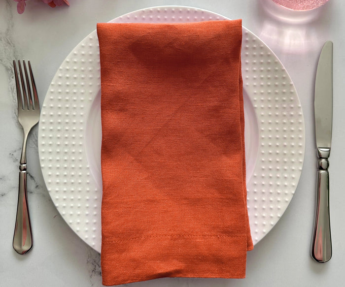 soft washed rust linen napkins for green living