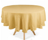 Butter yellow linen round tablecloth for round dining table
