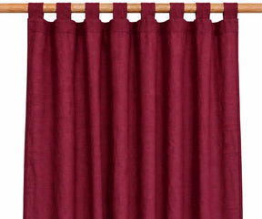 Burgundy 100% linen tab top curtains for living room and bedroom, rich burgundy linen window panels for elegant home décor