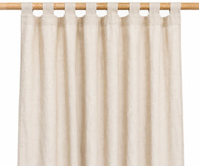 Natural linen tab top curtains, 100% linen window panels for farmhouse and coastal home décor, breathable curtains for living room and bedroom