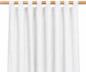 White linen tab top curtains, 100% linen window panels for living room and bedroom, breathable solid curtains for natural home décor