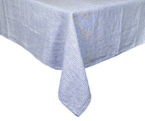 Ticking stripe tablecloth for a classic yet trendy look.