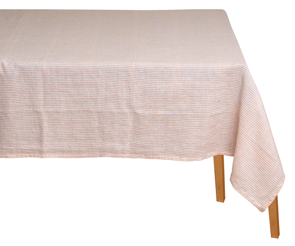 Rectangular linen tablecloth adding a touch of sophistication to any setting.