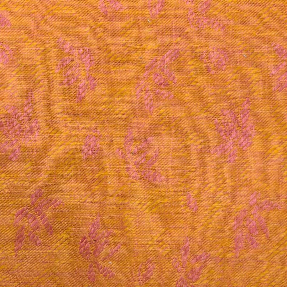 Orange block print cotton table runner - Close up