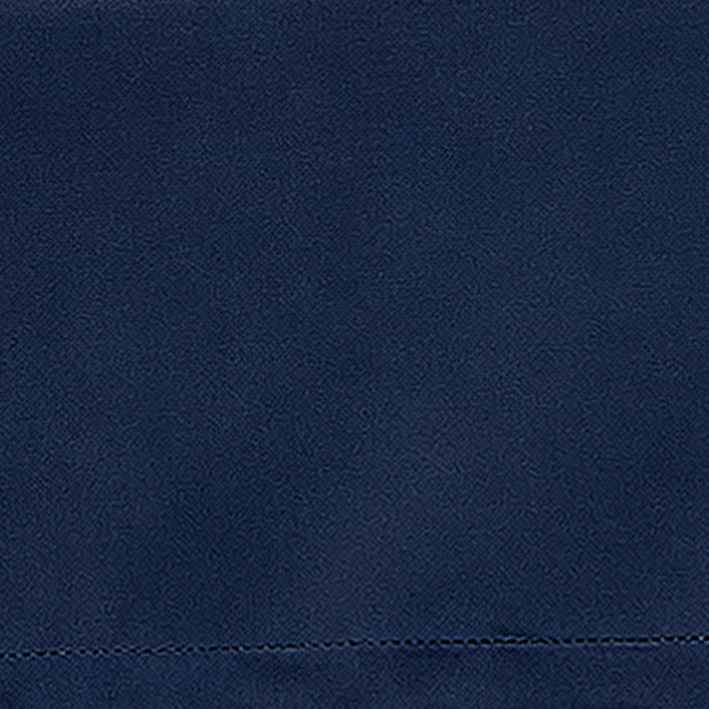 Navy blue linen fabric swatch with rich deep tone and soft textured weave for elegant table linens and farmhouse décor.